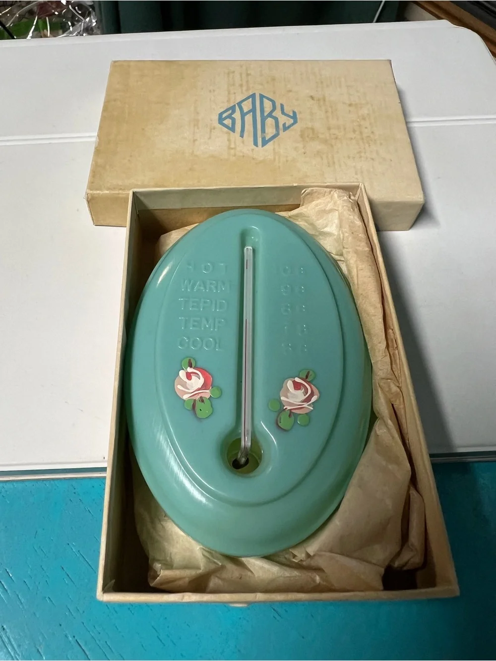 Mid-Century Floating Baby Bath Thermometer w/ Box